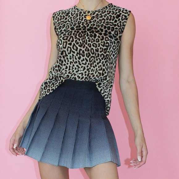 y2k Plisse Cheetah Print Scrunched Silky Tank Top - Picture 1 of 9